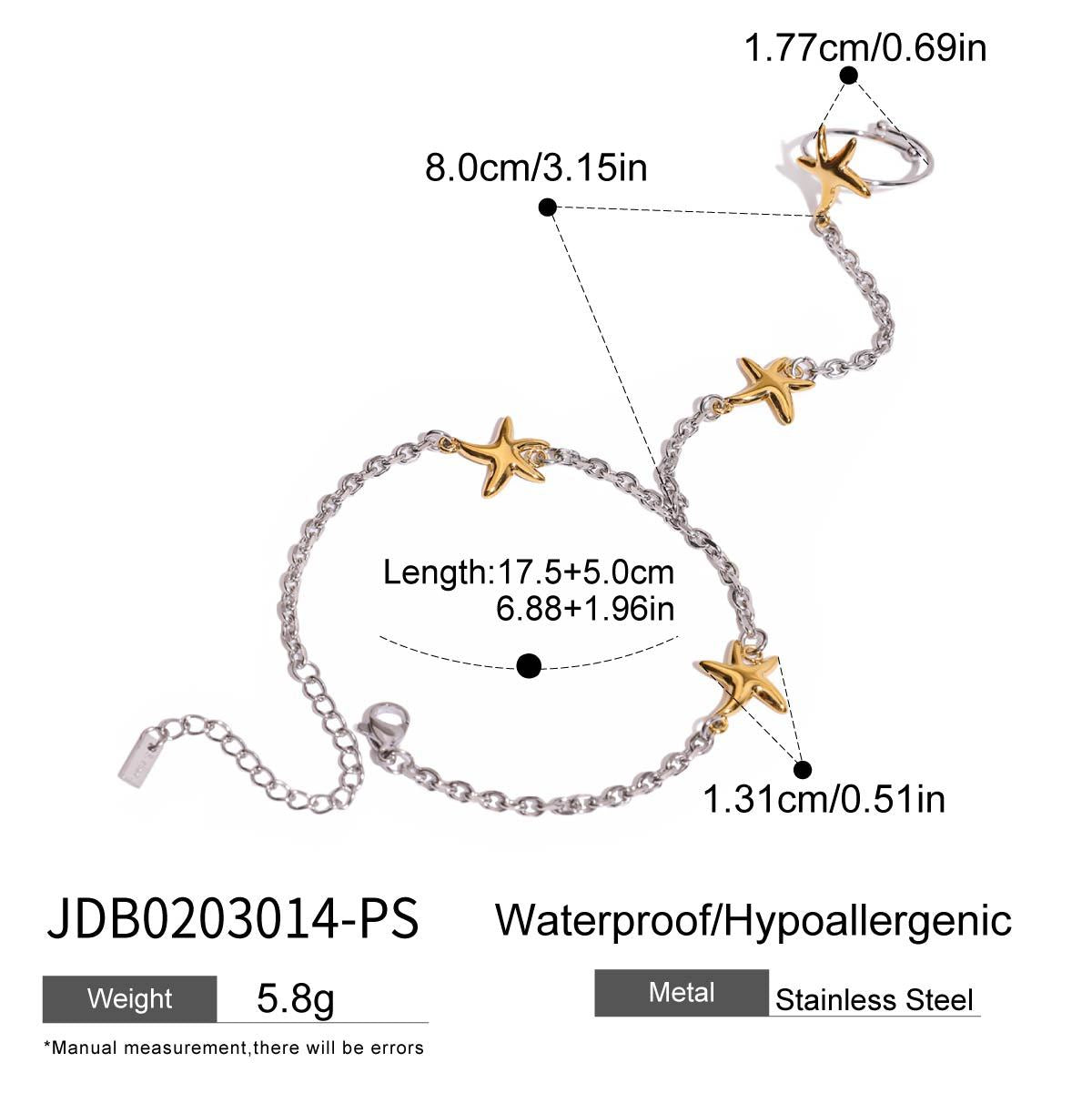 Wholesale 18K Gold Stainless Steel Gold and Silver Color-block Starfish Bracelet