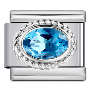 Wholesale  Italian Charm Bracelet 9mm DIY Oval Micro-Inlaid Colored Stone Creative Stainless Steel Composable Bracelet