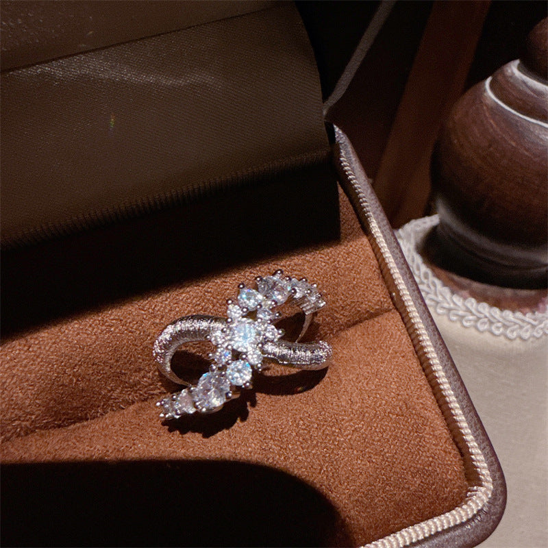 Wholesale Irregular staggered zircon adjustable ring