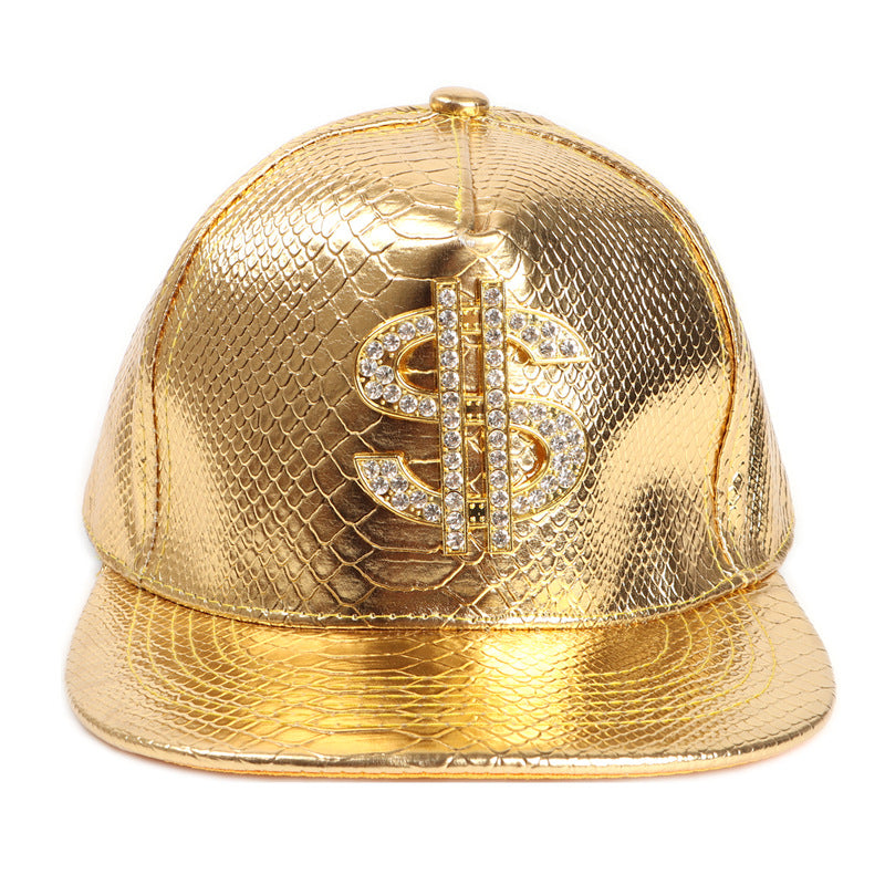 Wholesale Leather Hip Hop Brim Hat Dollar Sign Alligator Pattern Baseball Cap