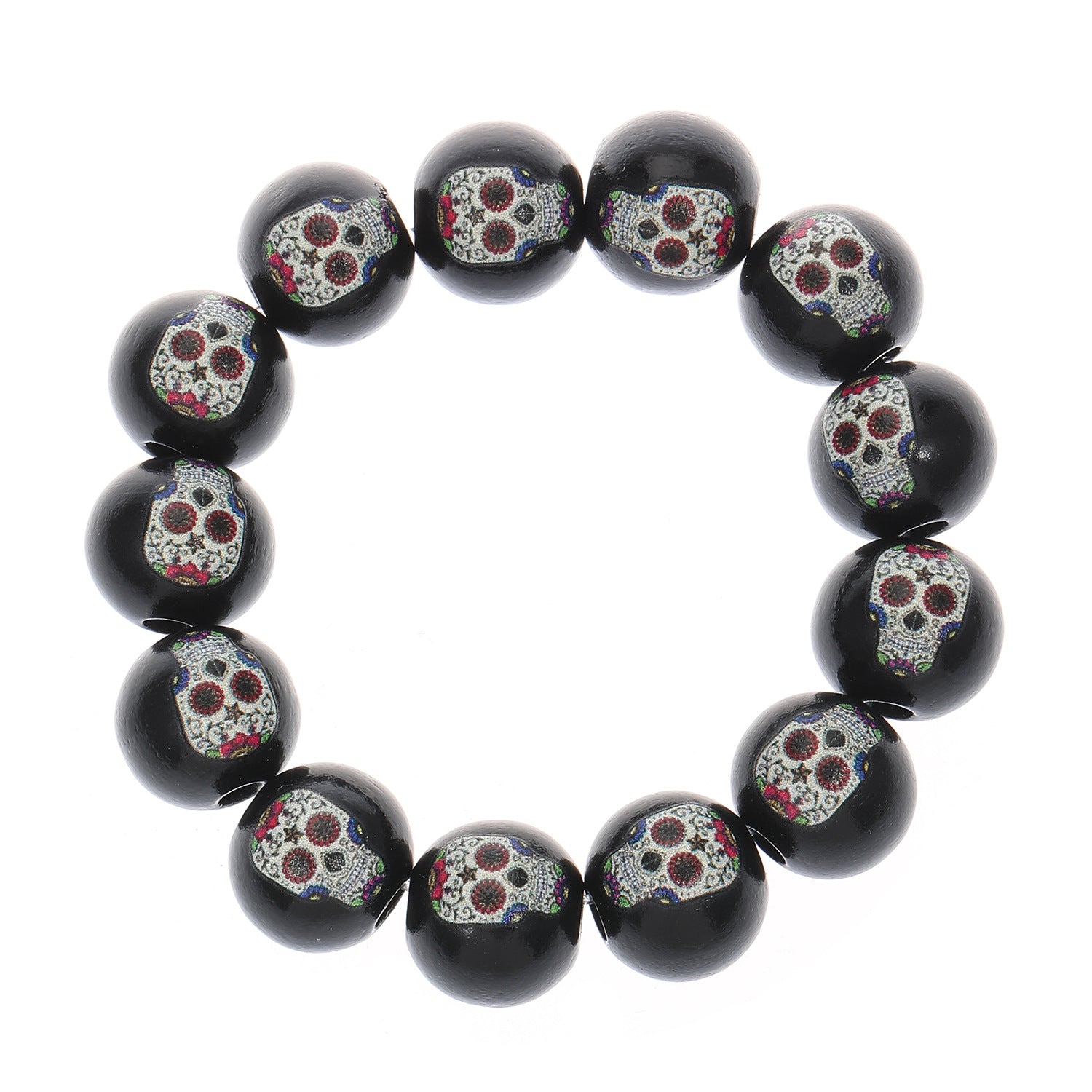 Wholesale Wood Beaded Bracelet with Pumpkin and  Print  Festival Jewelry Accessory