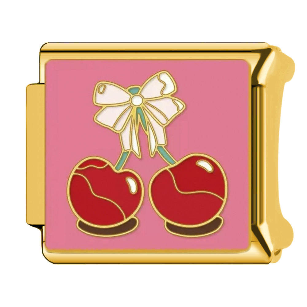 Wholesale Italian Charm Bracelet 9mm DIY  Fruit Cherry Creative Stainless Steel Composable Bracelet