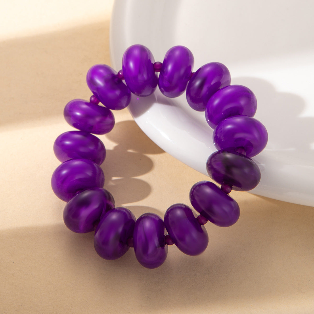 Wholesale Sweet Korean Style Dark Purple Resin Abacus Bead Bracelet Cute Student Fashion Accessory Everyday Gift For Women