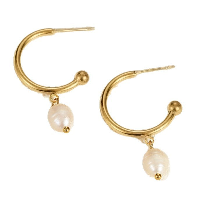 Wholesale  Stainless Steel Earrings Baroque Pearl Earrings