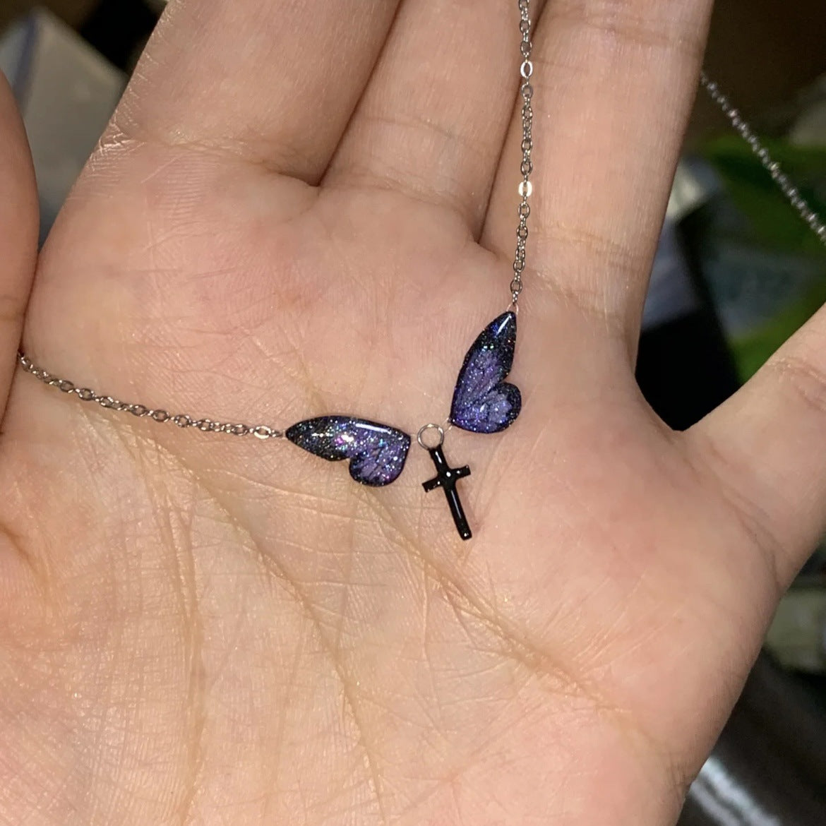 Wholesale  Butterfly Oil Drop Clavicle Chain Necklace