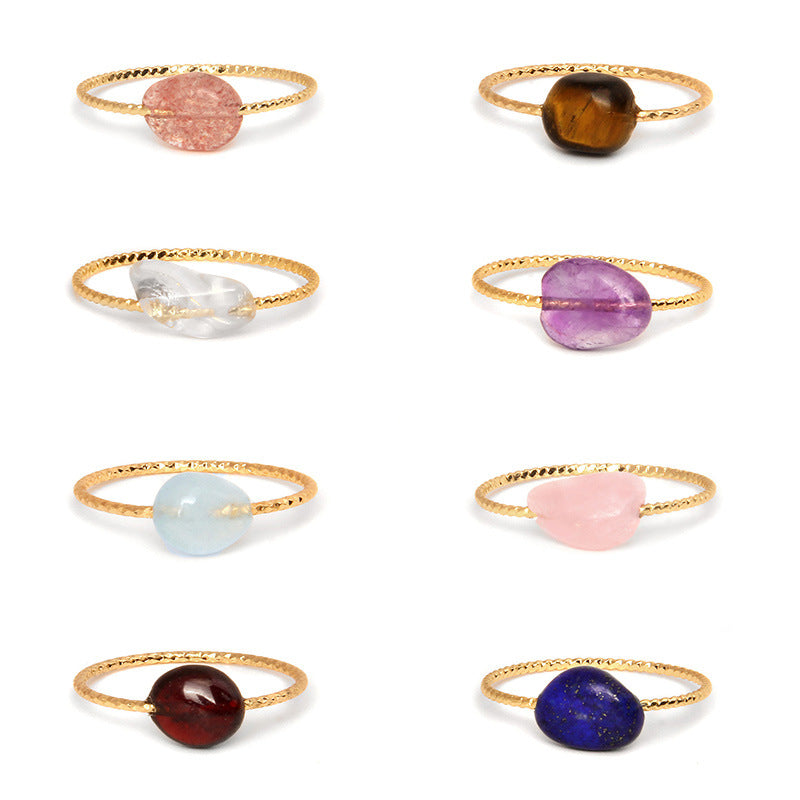Wholesale 5pcs Colored Agate Simple Rings ACC-RS-GEB001
