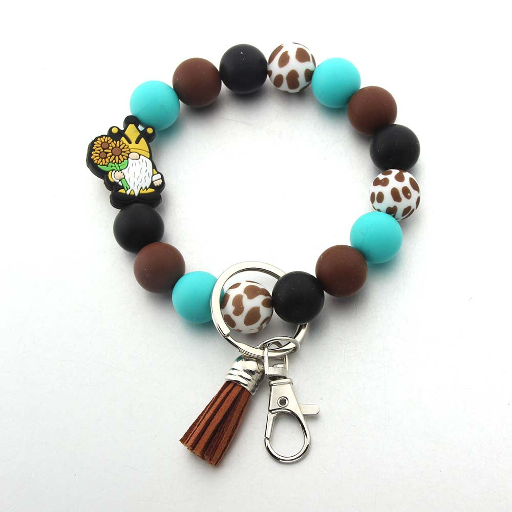 Wholesale Cartoon Western Style Silicone Beaded Wristlet Keychain ACC-KC-JinAn011