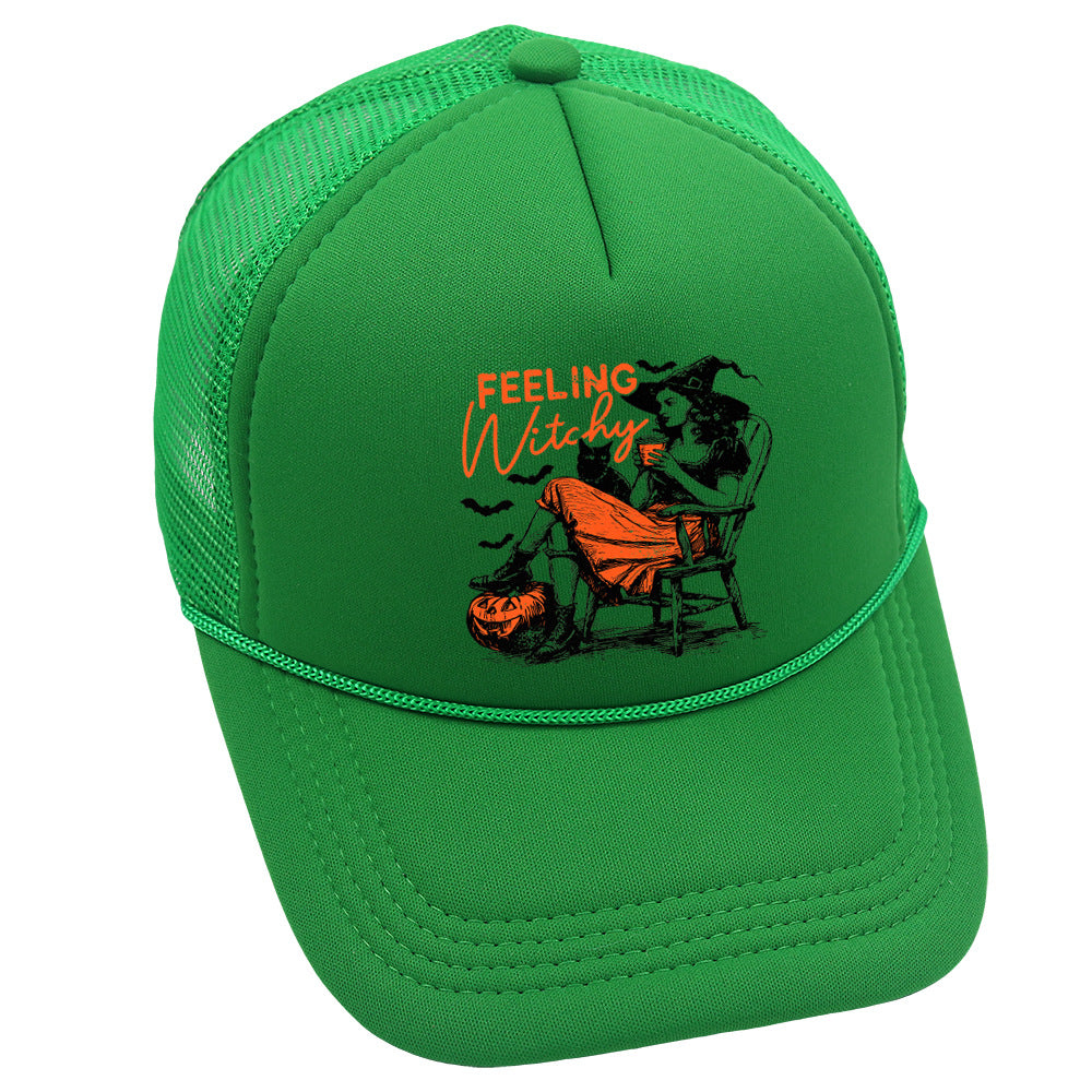 Wholesale Trucker Hat Halloween Pumpkin Witch Baseball Cap Printed Mesh Cap ACC-HT-HaiPu014