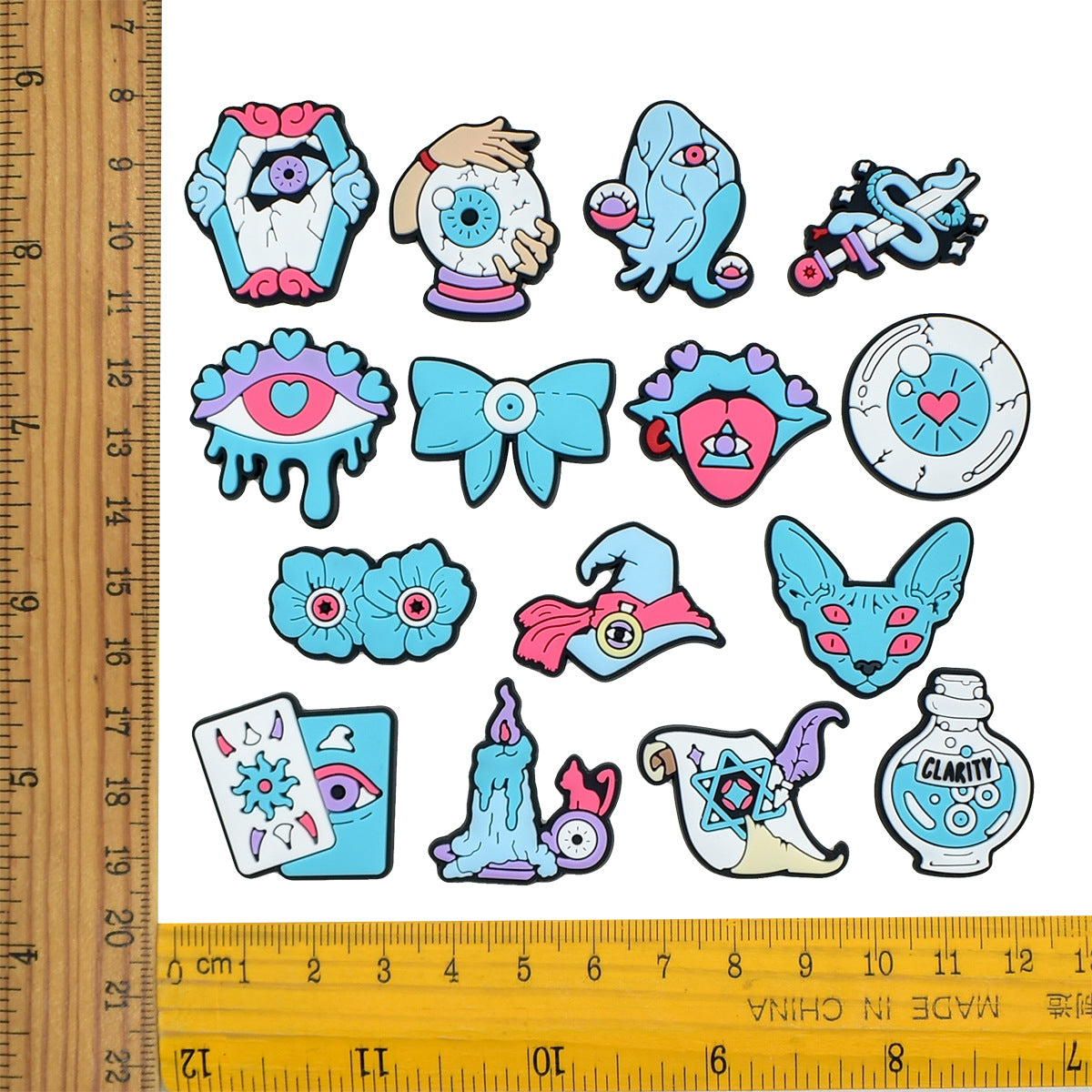 Decorazione casuale all'ingrosso della fibbia della scarpa di gomma morbida del PVC della serie della strega da 100 pezzi