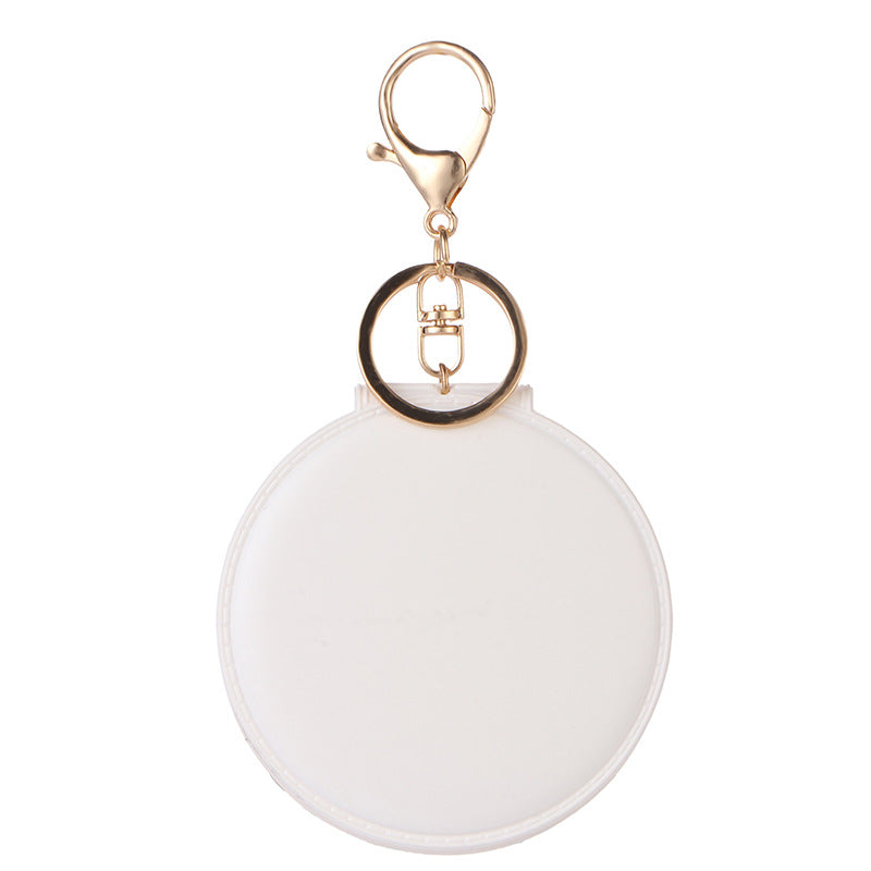 Wholesale Trendy PVC Folding Keychain Mirror Portable Round Makeup Mirror Compact Key Ring Gift Boutique Resale