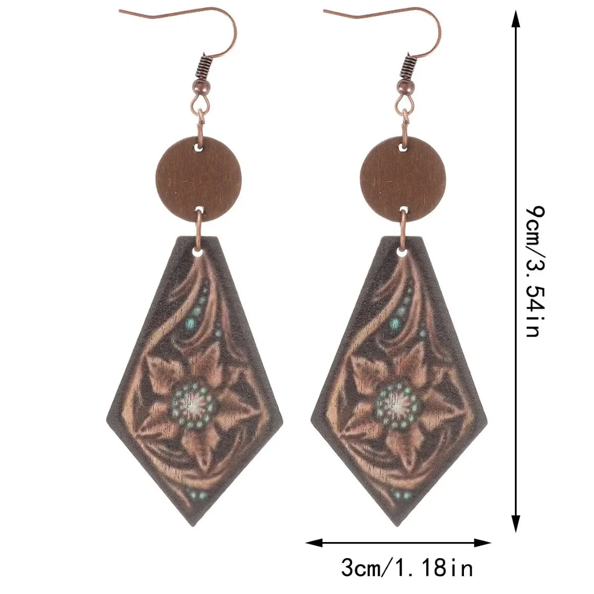 Wholesale  Western Style Hollow Out Cactus Sheep Head Pattern Irregular Shape Wooden Earrings
