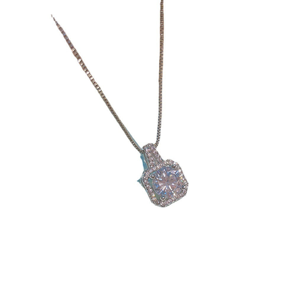 Wholesale Zircon Square Diamond Clavicle Chain Diamond Ring Earrings Pendant Three-piece Set Necklaces Choker Necklace ACC-NE-JRD004