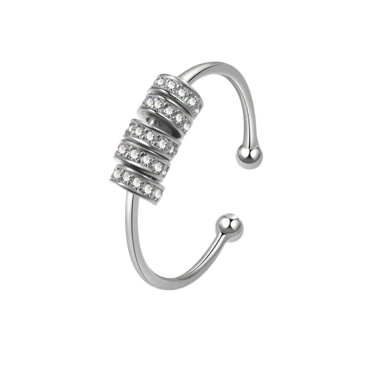 Wholesale  Sliding Bead Micro-Inlaid Colored Zirconium Ring