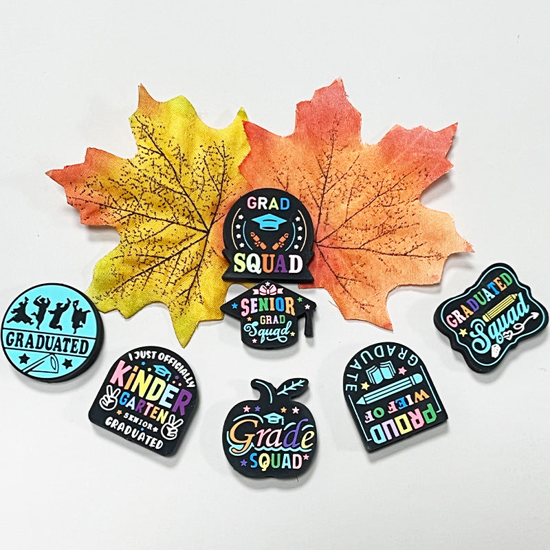 Wholesale Random 10pcs Graduation Season PVC Soft Glue Focal Beads DIY Beaded Pen Accessories