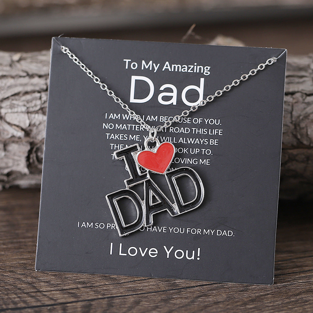 Wholesale mother's day father's day I love mom and dad pendant necklace