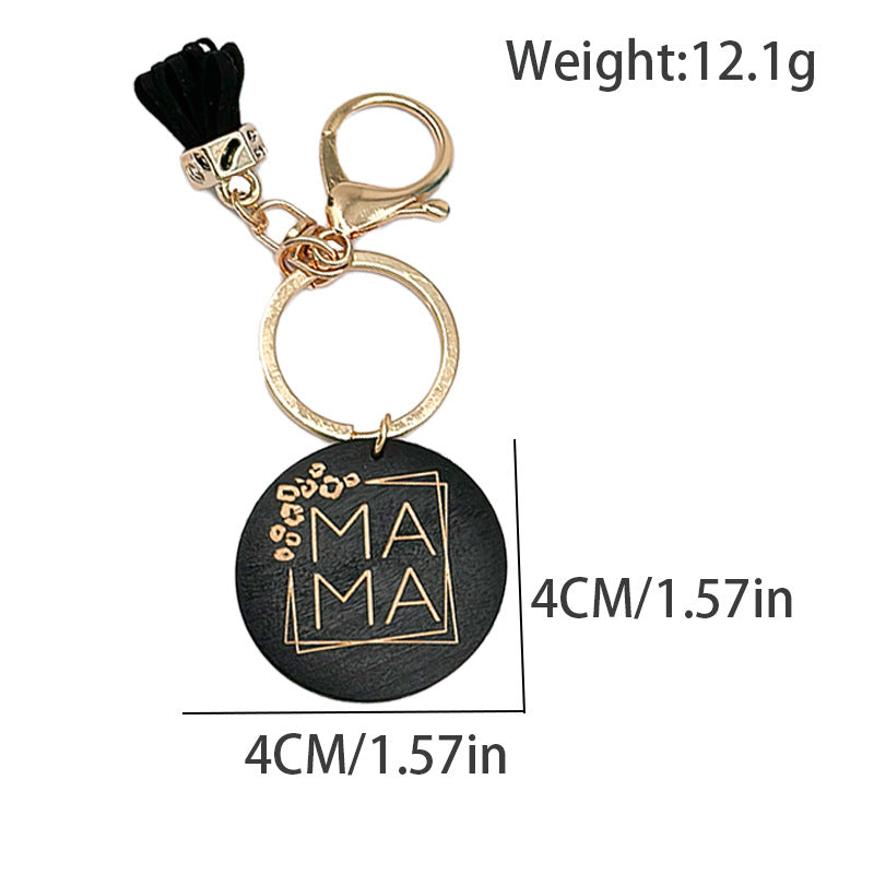 Wholesale Mother's Day Gift MAMA Wooden Sign Letter Tassel Keychain ACC-KC-TuoYi002