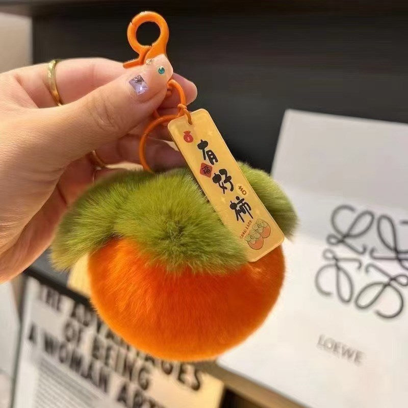 Wholesale Plush Persimmon Keychain Bag Charm Good Things Happen - Chic Wedding Couple Gift