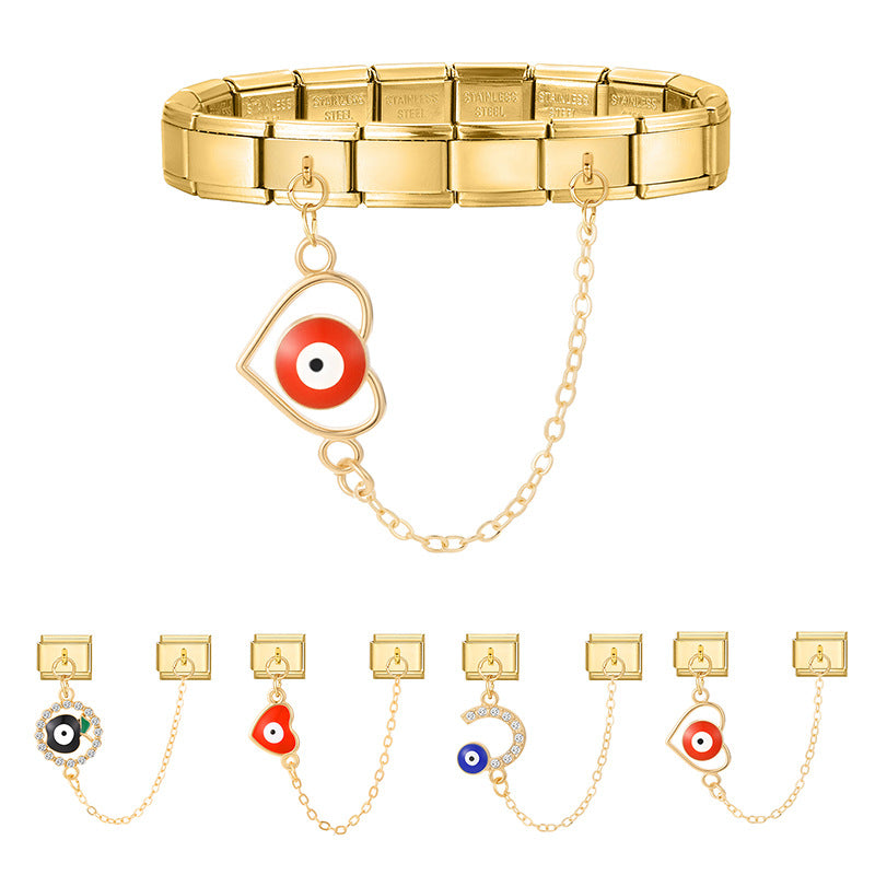 Wholesale Italian Charm Bracelet 9mm DIY Splicing Double Pendant  Stainless Steel Composable Bracelet