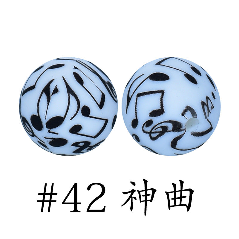 Wholesale 50pcs Western Style Leopard Skull Color Aztec Printed Silicone Balls Beads ACC-BDS-HeSheng007