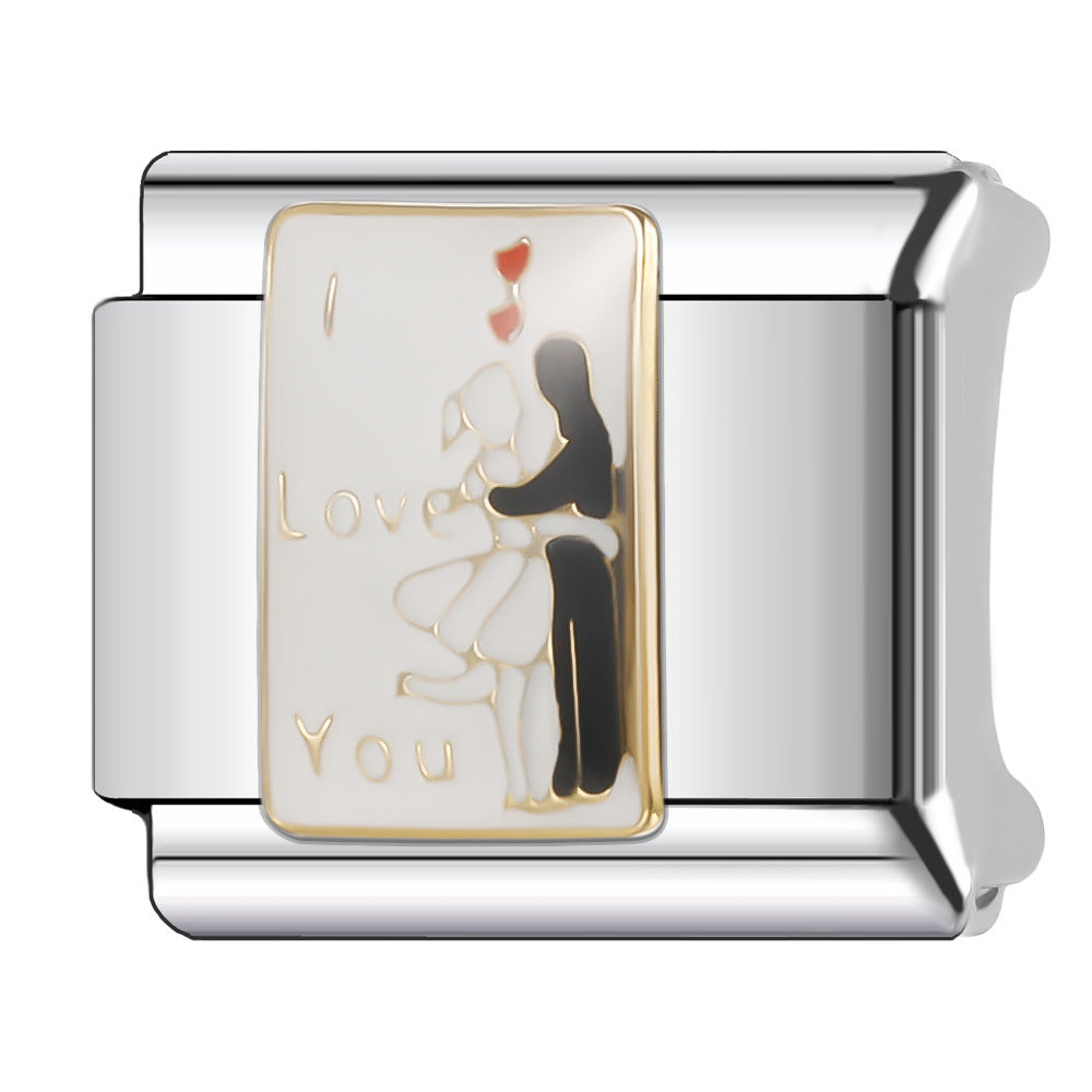 Wholesale Italian Charm Bracelet 9mm DIY Splicing Creative Pattern Stainless Steel Composable Bracelet