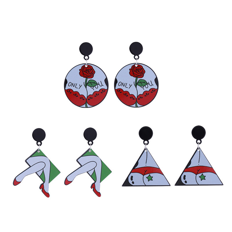 Wholesale Cartoon Love Punk Style Heart Earrings Acrylic Earrings ACC-ES-CT037