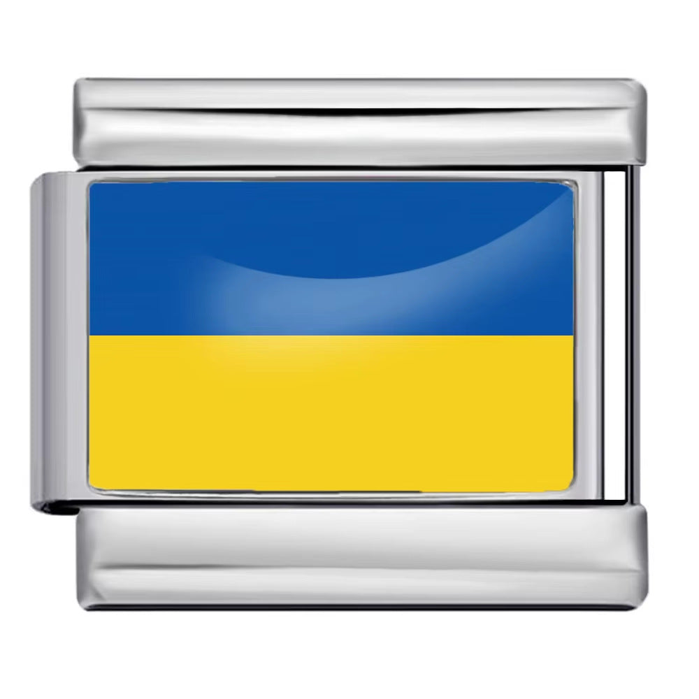 Wholesale Italian Charm Bracelet 9mm DIY Splicing Removable World Flags Stainless Steel Composable Bracelet