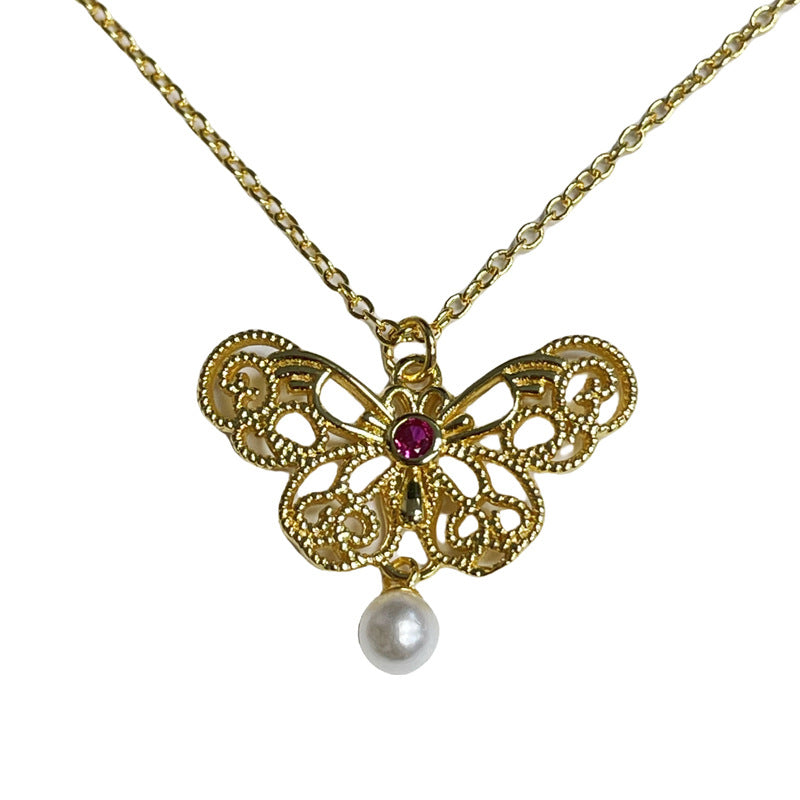 Wholesale  Butterfly Necklace  Hollow Brushed Love Necklaces