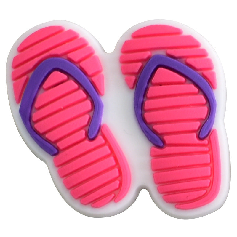 Wholesale Random 100pcs Fresh Summer Cartoon Clogs PVC Soft Rubber Slippers Decoration Shoes Charms ACC-SC-RYY033