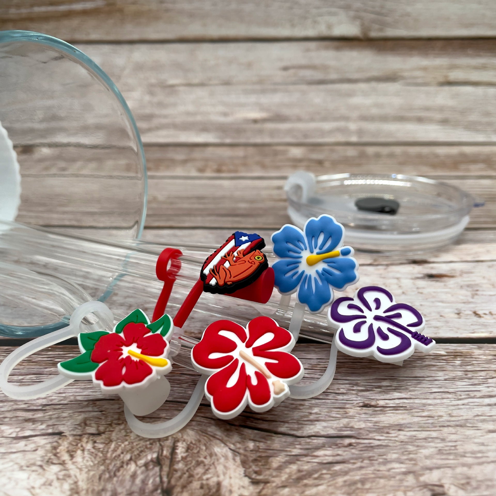 Wholesale 10PCS Puerto Rican 7-8mm Straw Tube Cap PVC Soft Rubber Dust Plugs Cute Straw Decorations ACC-SCR-KuaJ001