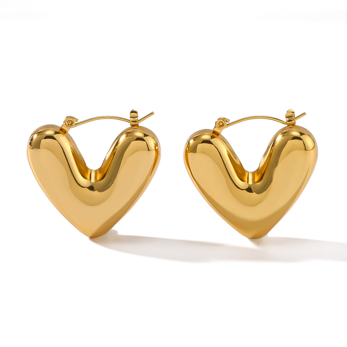 Wholesale Stainless steel three-dimensional love hollow earrings