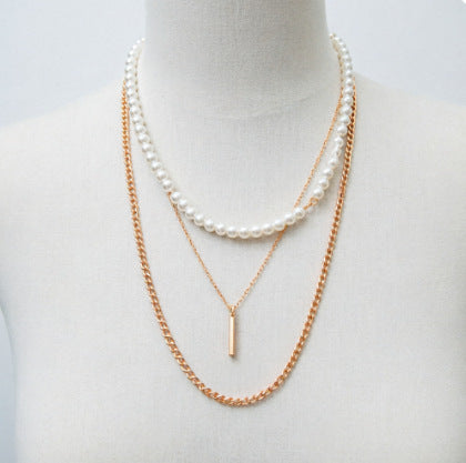 Wholesale Fashion Layered Gold Stainless Steel Segment Necklace Jewelry Accessory Gift
