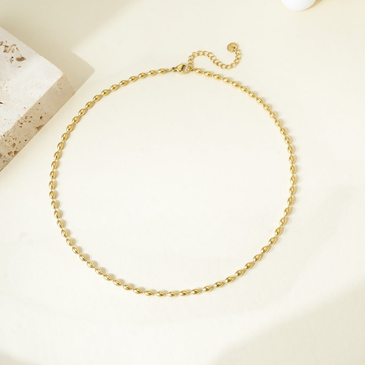 Wholesale Titanium steel rice grain steel bead necklace