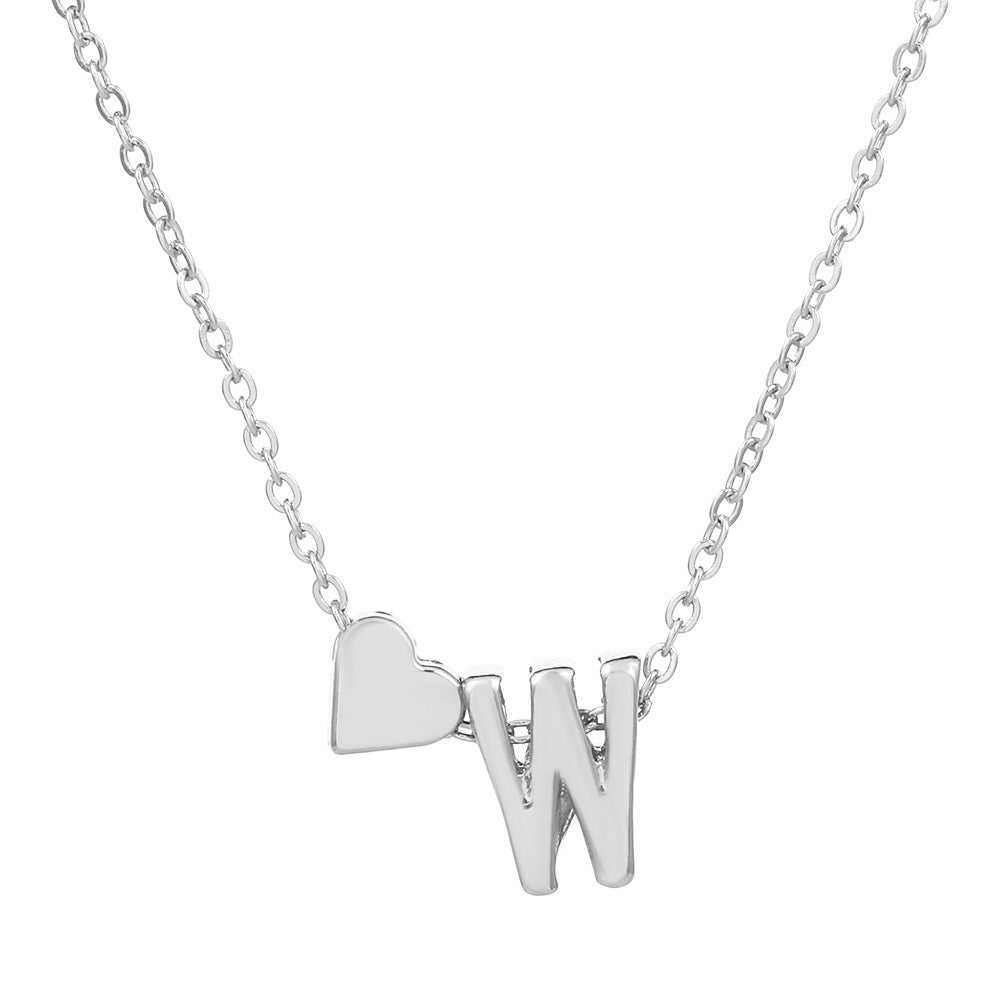 Wholesale Heart-shaped 26-letter English alphabet pendant necklace