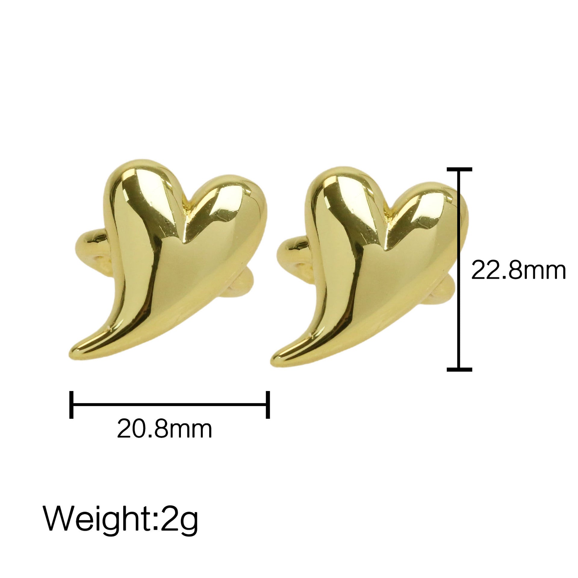 Wholesale 18k gold brass smooth love heart shaped ear clip