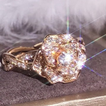 Wholesale Copper diamond-set rose zircon ring