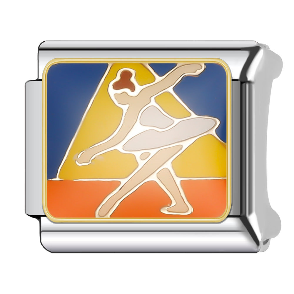 Wholesale Italian Charm Bracelet 9mm DIY Splicing Leisure Sports Stainless Steel Composable Bracelet