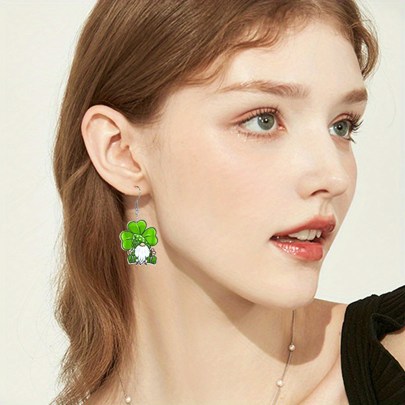 Wholesale St. Patrick's Day Green Dwarf Acrylic Earrings