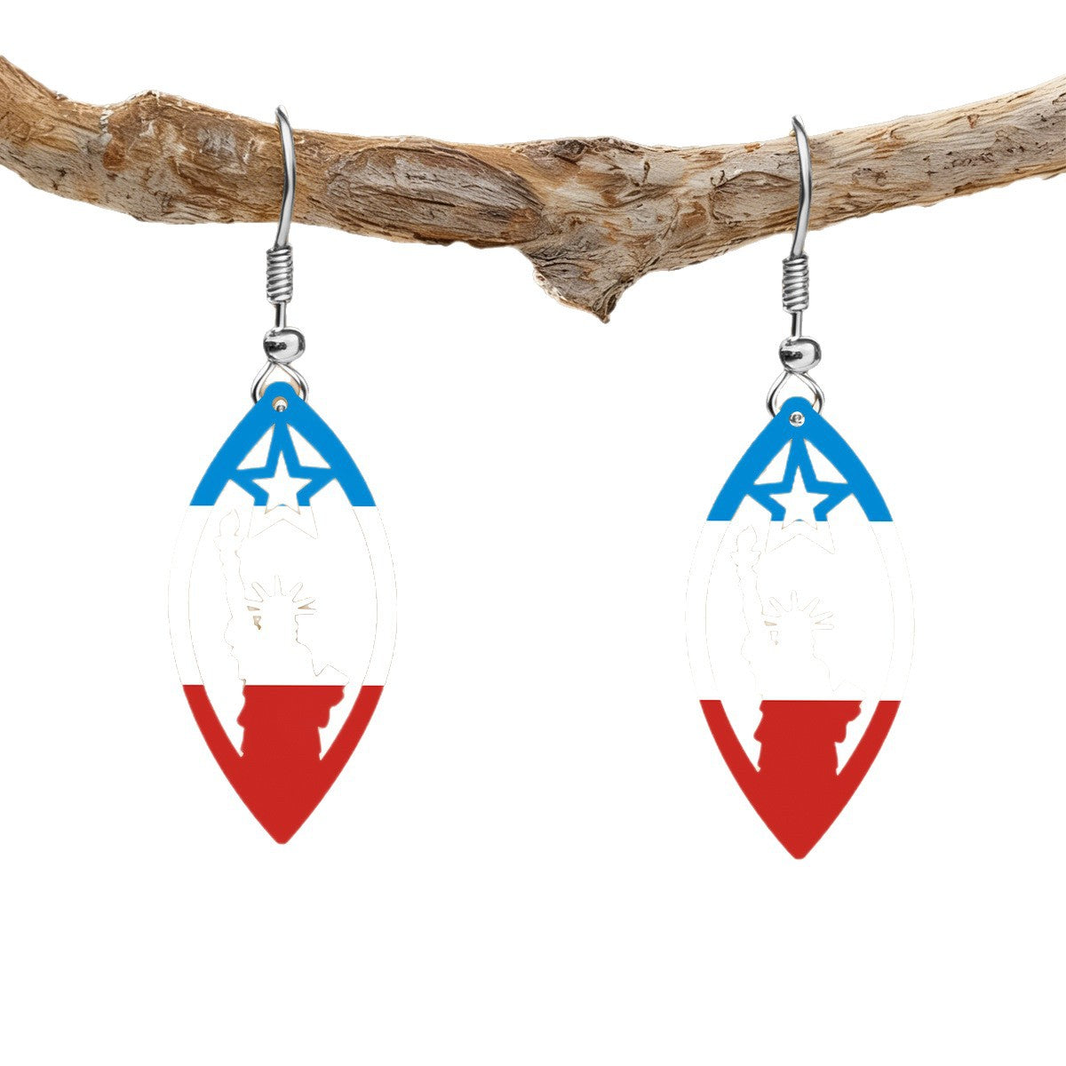 Wholesale Independence Day Red,  White,  and Blue American Flag Star  Heart Acrylic Earrings