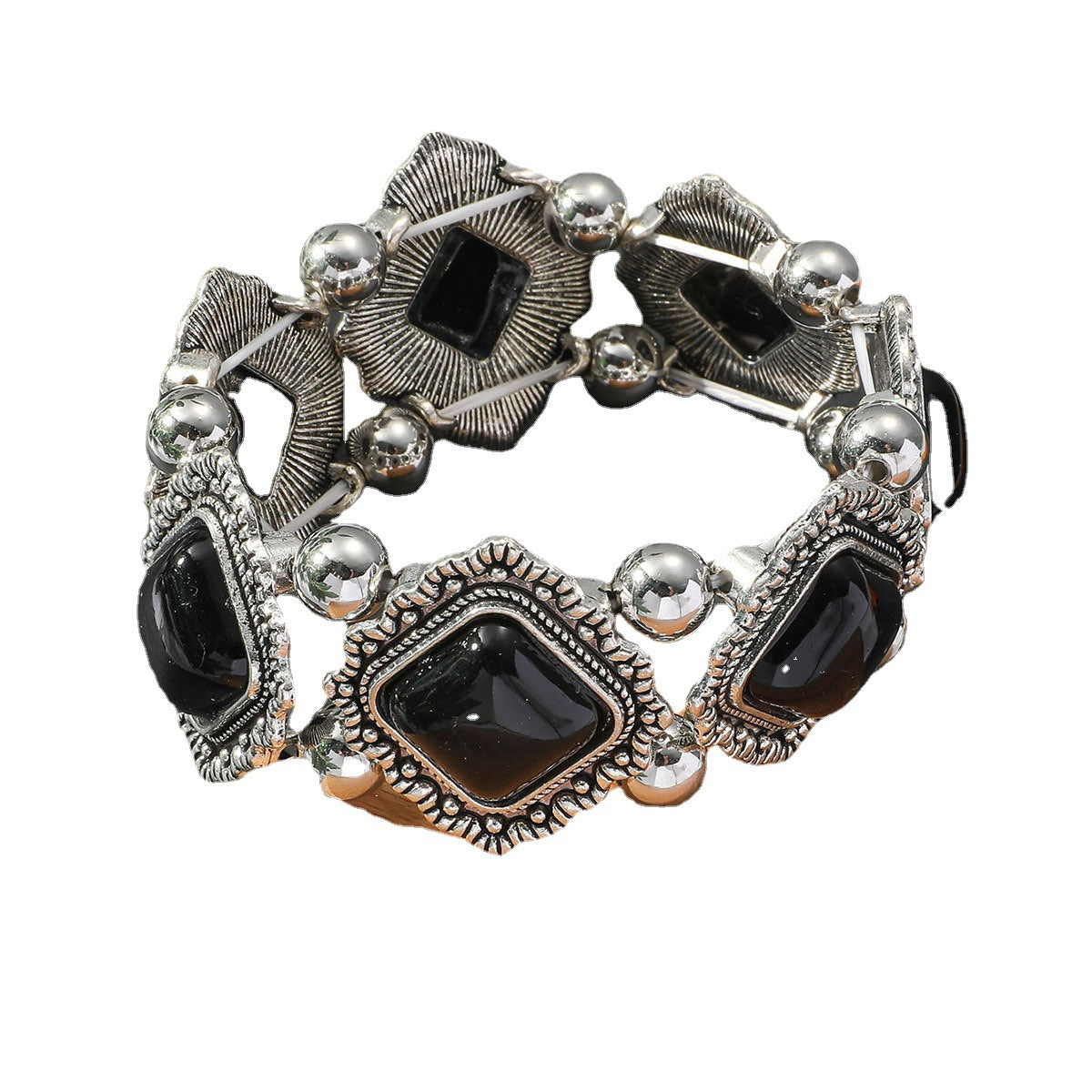 Wholesale Boho Retro Geometric Inlaid Turquoise Stretch Bracelet ACC-BT-GL002