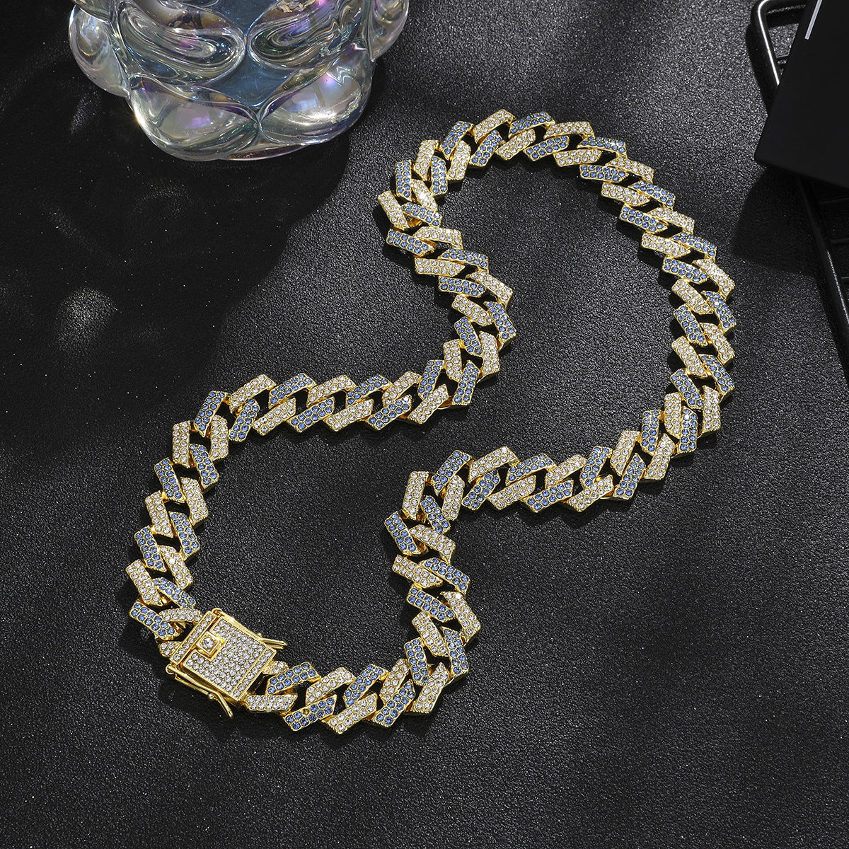 Wholesale Alloy Heavy-duty Full Diamond Cuban Chain Diamond-studded Men's Hip-hop Style Thick Necklace ACC-NE-MeiWeite002