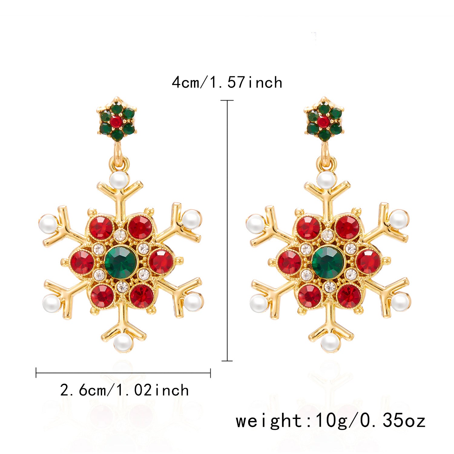 Wholesale  Christmas Earrings  Diamond Pearl Winter Christmas Snowflake Earrings