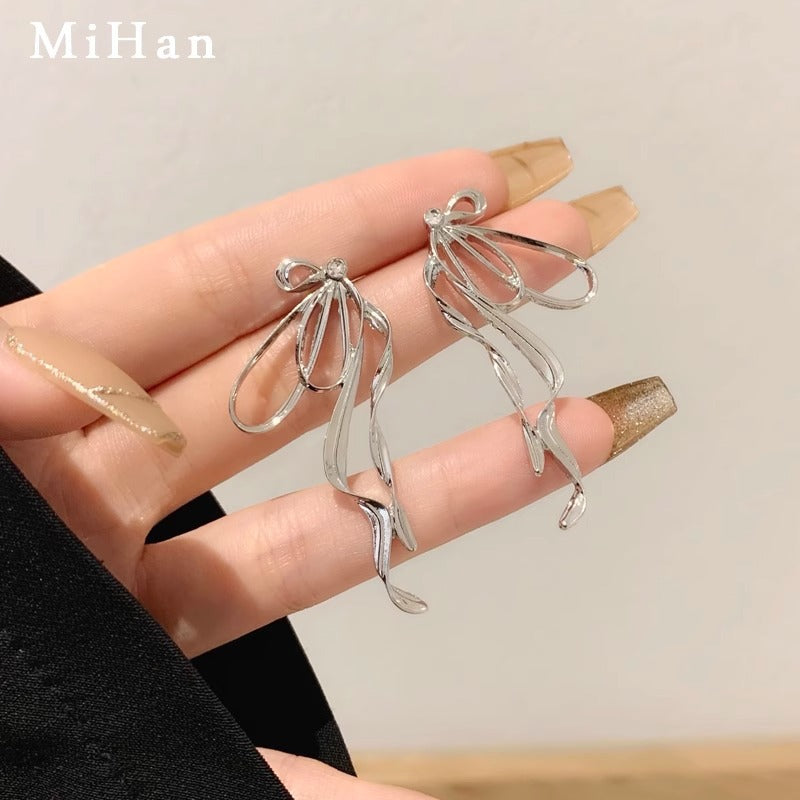Wholesale Ribbon Bow Earrings Light Luxury Exaggerated  Earrings