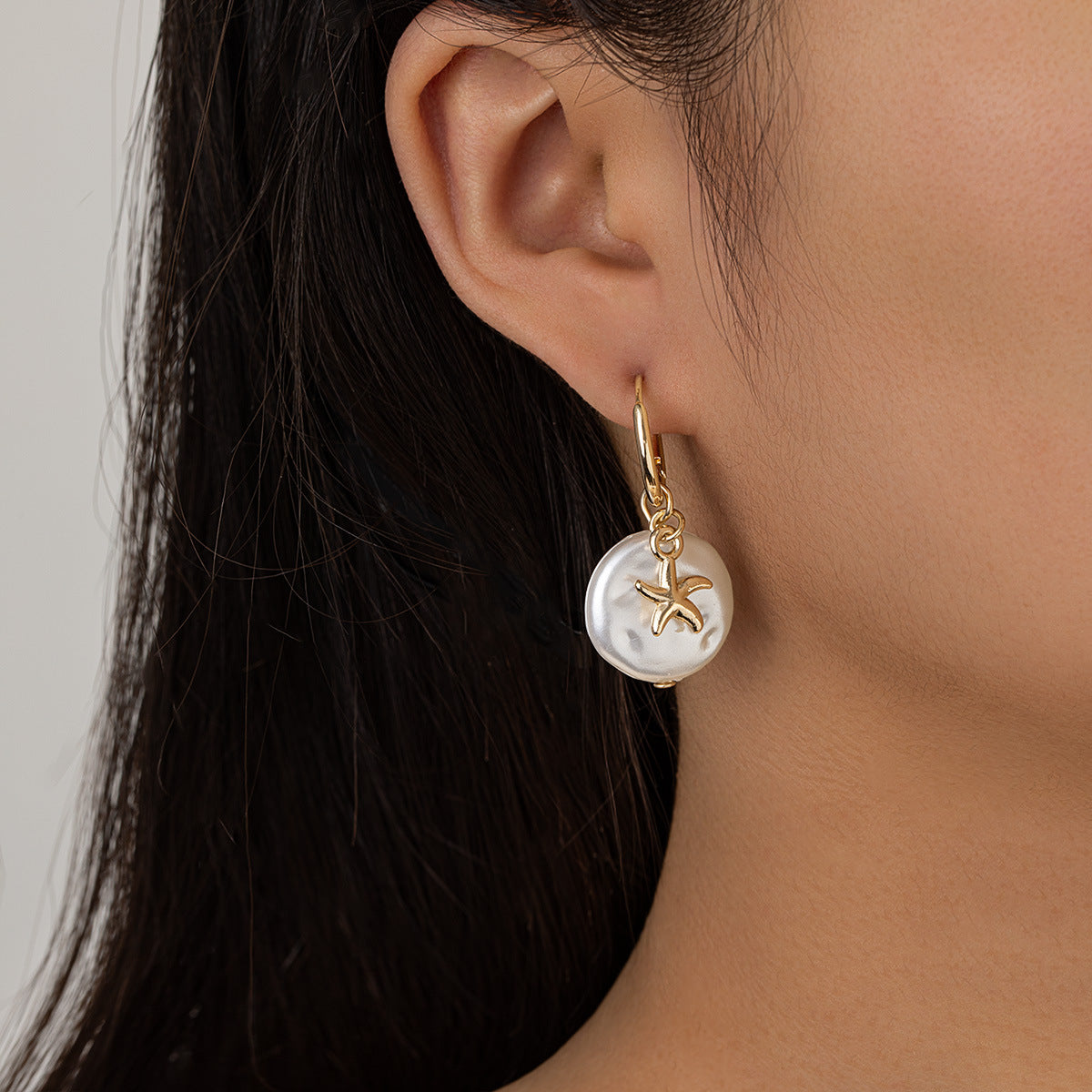 Wholesale Starfish Imitation Pearl Shell Earrings Beach Vacation Style Fashion Jewelry Accessory