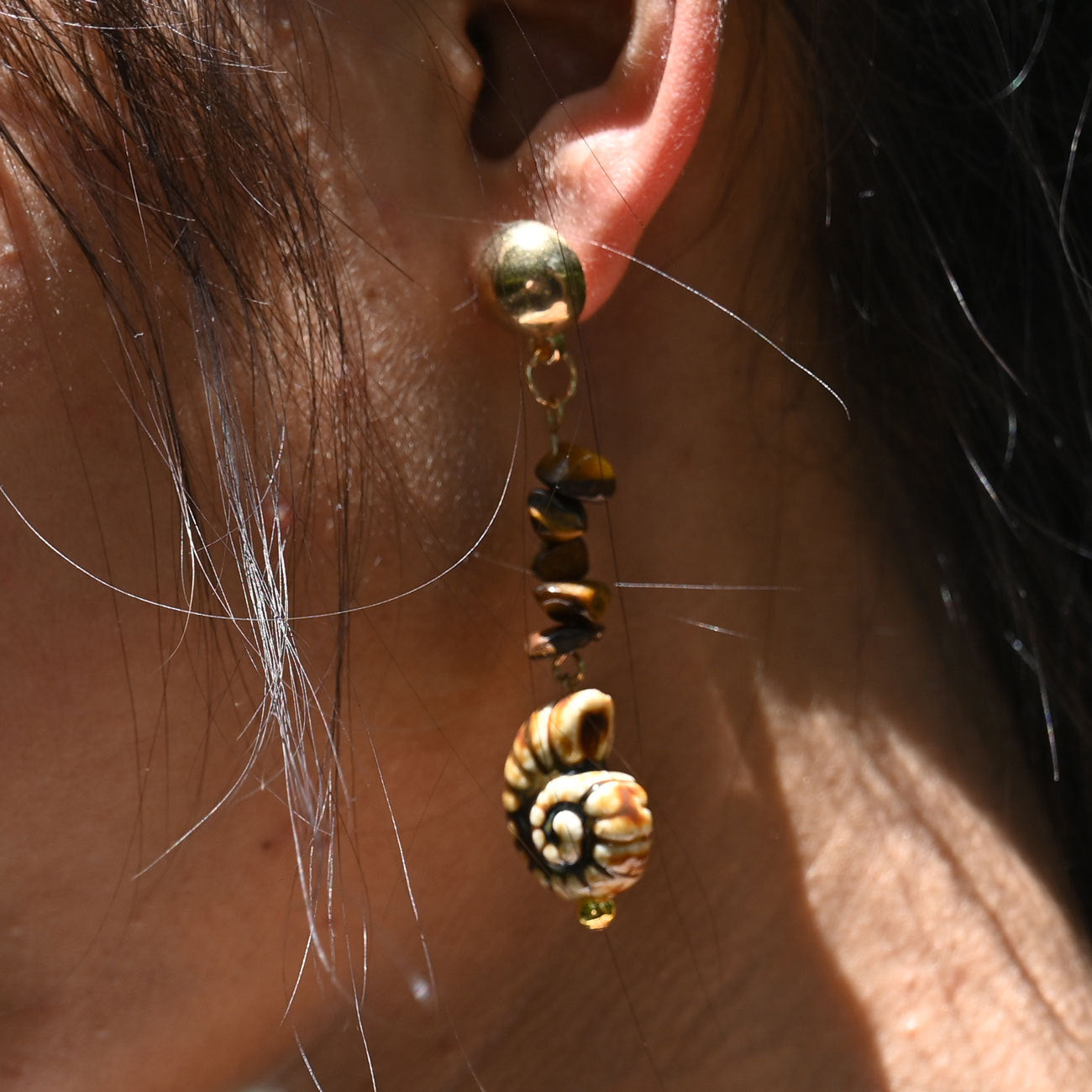 Wholesale  Natural Stone Starfish Conch Clownfish Earrings