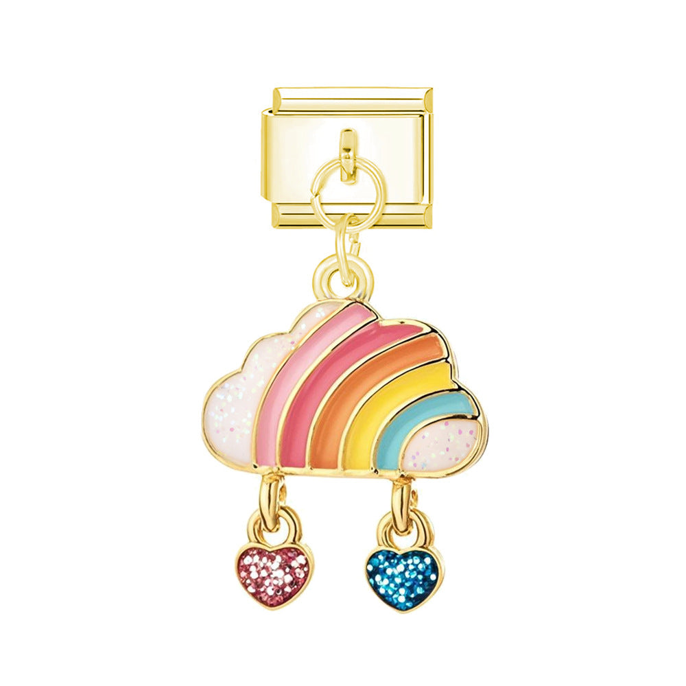 Wholesale Italian Charm Bracelet 9mm DIY Cartoon Butterfly Cloud Pendant Series Creative Stainless Steel Composable Bracelet