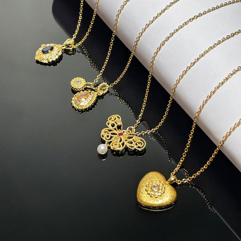 Wholesale  Butterfly Necklace  Hollow Brushed Love Necklaces