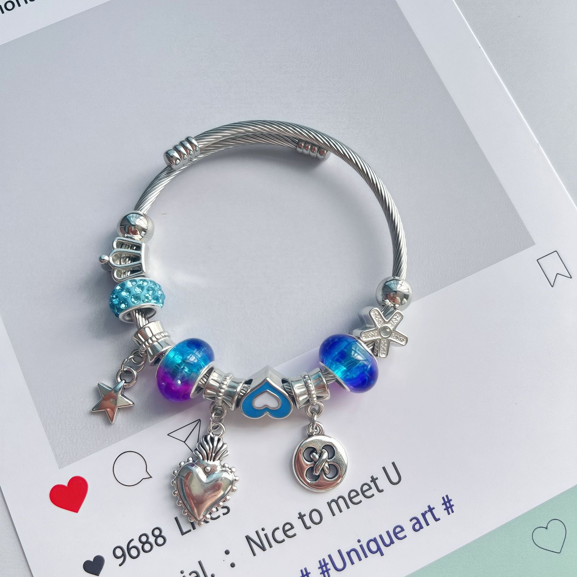 Wholesale DIY Beaded  Multi-Element Titanium Steel Bracelet