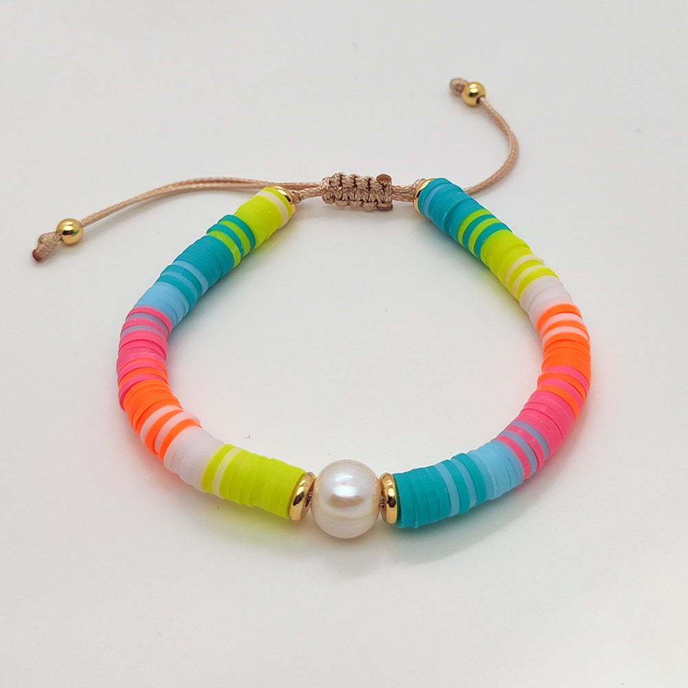 Wholesale bohemian beach style colorful soft clay beaded bracelet ACC-BT-Qiqi003