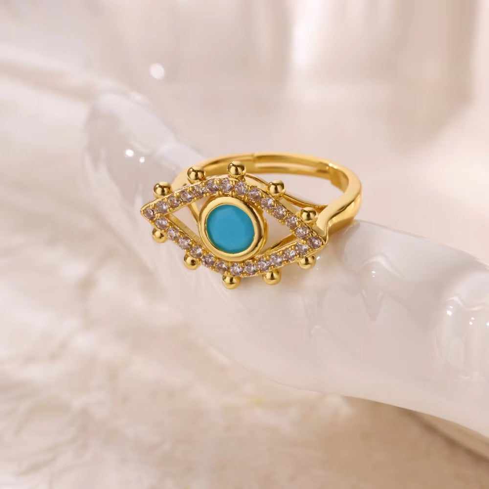 Wholesale Evil Eye Ring,  Blue Drip Oil Design,  Fashion Jewelry Accessory for Women,  Everyday Wear Gift