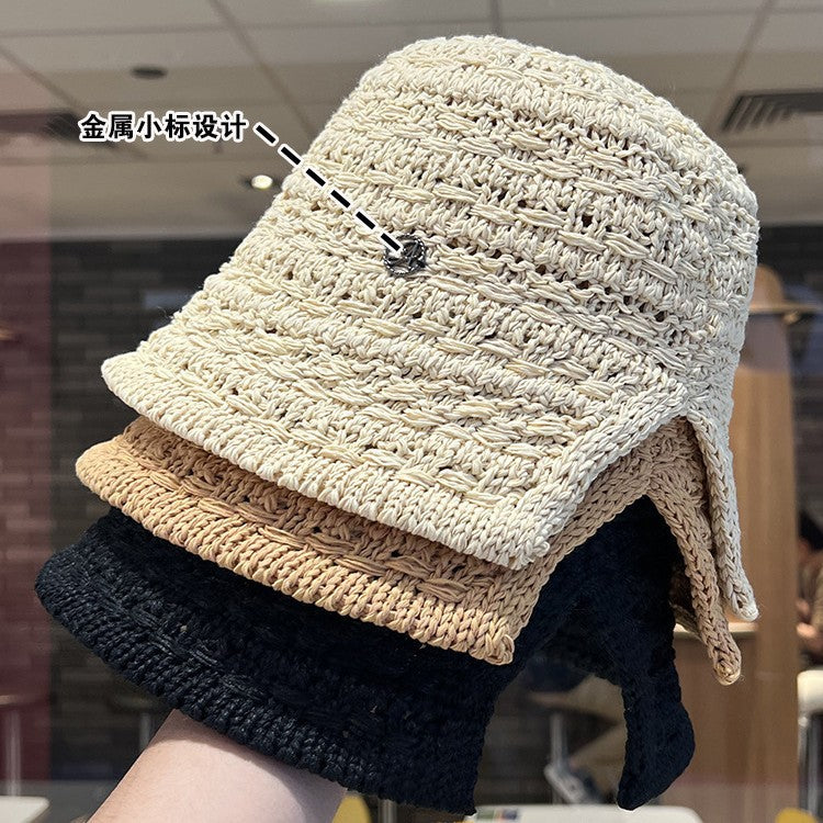 Wholesale  woven hollow travel split sun hat fisherman hat bucket hat